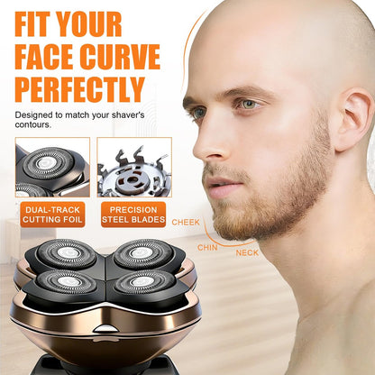 BILLAR Replacement Blade Shaver PRO 4 Head for Electric Shaver – Compatible with Skull Pitbull, Butterfly Kiss PRO & Palm Shavers (3 Pack with Cleaning Brushes)