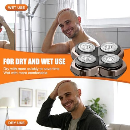 BILLAR Replacement Blade Shaver PRO 4 Head for Electric Shaver – Compatible with Skull Pitbull, Butterfly Kiss PRO & Palm Shavers (3 Pack with Cleaning Brushes)