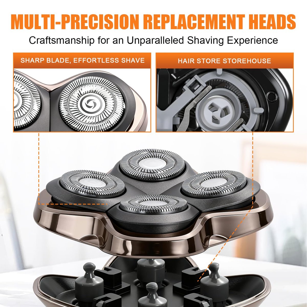 BILLAR Replacement Blade Shaver PRO 4 Head for Electric Shaver – Compatible with Skull Pitbull, Butterfly Kiss PRO & Palm Shavers (3 Pack with Cleaning Brushes) - görsel 3