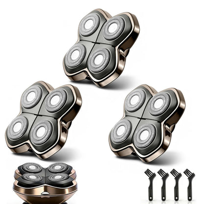 BILLAR Replacement Blade Shaver PRO 4 Head for Electric Shaver – Compatible with Skull Pitbull, Butterfly Kiss PRO & Palm Shavers (3 Pack with Cleaning Brushes)
