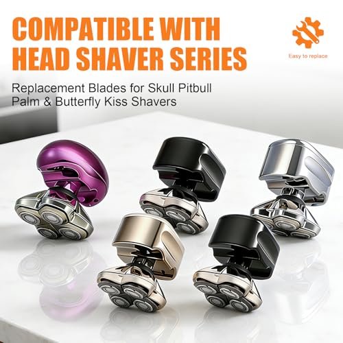 BILLAR Replacement Blade Shaver PRO 4 Head for Electric Shaver – Compatible with Skull Pitbull, Butterfly Kiss PRO & Palm Shavers (3 Pack with Cleaning Brushes) - görsel 14