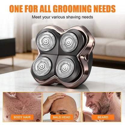 BILLAR Replacement Blade Shaver PRO 4 Head for Electric Shaver – Compatible with Skull Pitbull, Butterfly Kiss PRO & Palm Shavers (3 Pack with Cleaning Brushes)