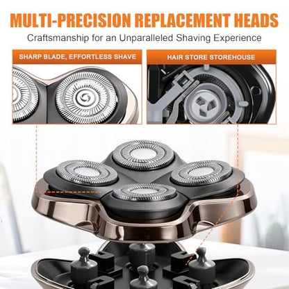 BILLAR Replacement Blade Shaver PRO 4 Head for Electric Shaver – Compatible with Skull Pitbull, Butterfly Kiss PRO & Palm Shavers (3 Pack with Cleaning Brushes)