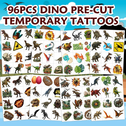 96-Piece Dinosaur Temporary Tattoos for Kids – Dinosaur Birthday Party Favors, Decorations, and Classroom Prizes