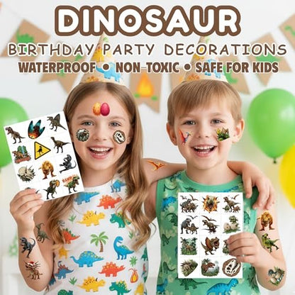 96-Piece Dinosaur Temporary Tattoos for Kids – Dinosaur Birthday Party Favors, Decorations, and Classroom Prizes