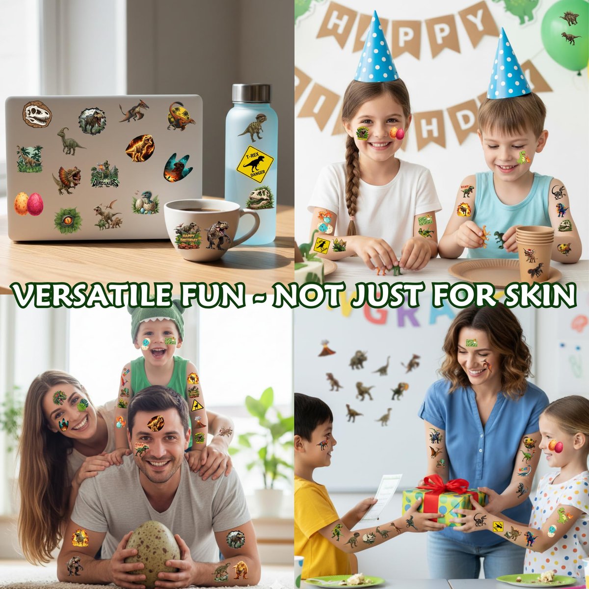 96-Piece Dinosaur Temporary Tattoos for Kids – Dinosaur Birthday Party Favors, Decorations, and Classroom Prizes - görsel 15
