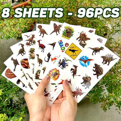 96-Piece Dinosaur Temporary Tattoos for Kids – Dinosaur Birthday Party Favors, Decorations, and Classroom Prizes