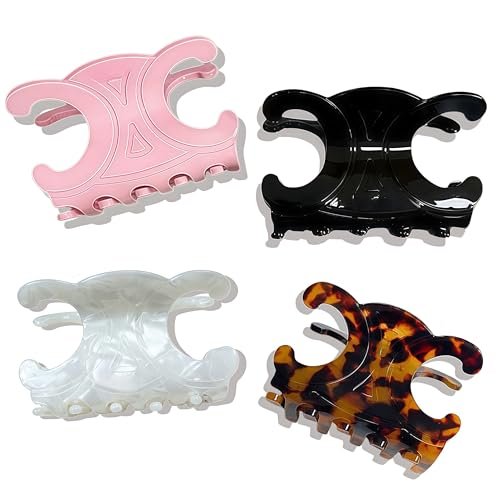 Premium Durable Acetate Butterfly Hair Clips, Celine Hair Clip, 4 Pack Medium Size Acetate Hair Claw Clips with Secure Hold, Perfect for Updos (2.76 x 1.66 in) Avelisse