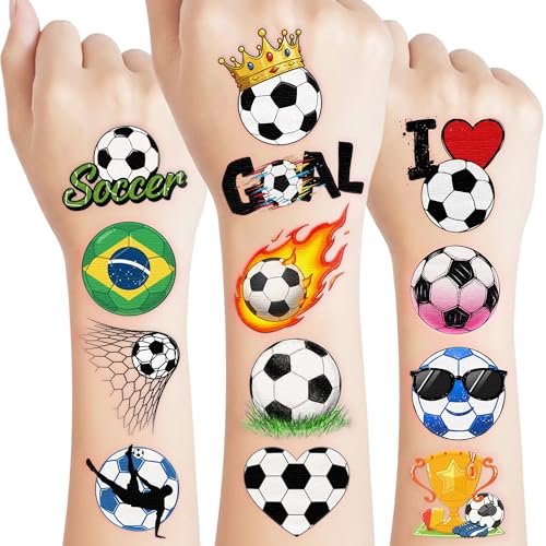 96-Piece Soccer Temporary Tattoos Stickers – Sport Party Favors, Birthday Supplies & Classroom Prizes for Kids & Teens - görsel 2