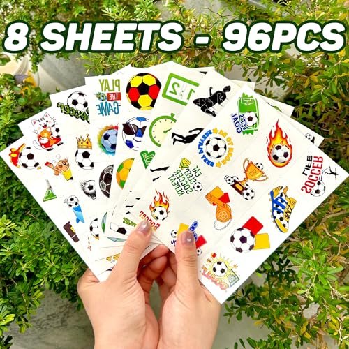 96-Piece Soccer Temporary Tattoos Stickers – Sport Party Favors, Birthday Supplies & Classroom Prizes for Kids & Teens - görsel 10