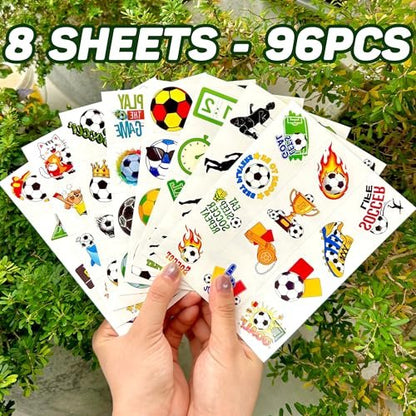 96-Piece Soccer Temporary Tattoos Stickers – Sport Party Favors, Birthday Supplies & Classroom Prizes for Kids & Teens