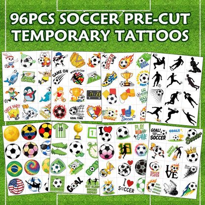 96-Piece Soccer Temporary Tattoos Stickers – Sport Party Favors, Birthday Supplies & Classroom Prizes for Kids & Teens