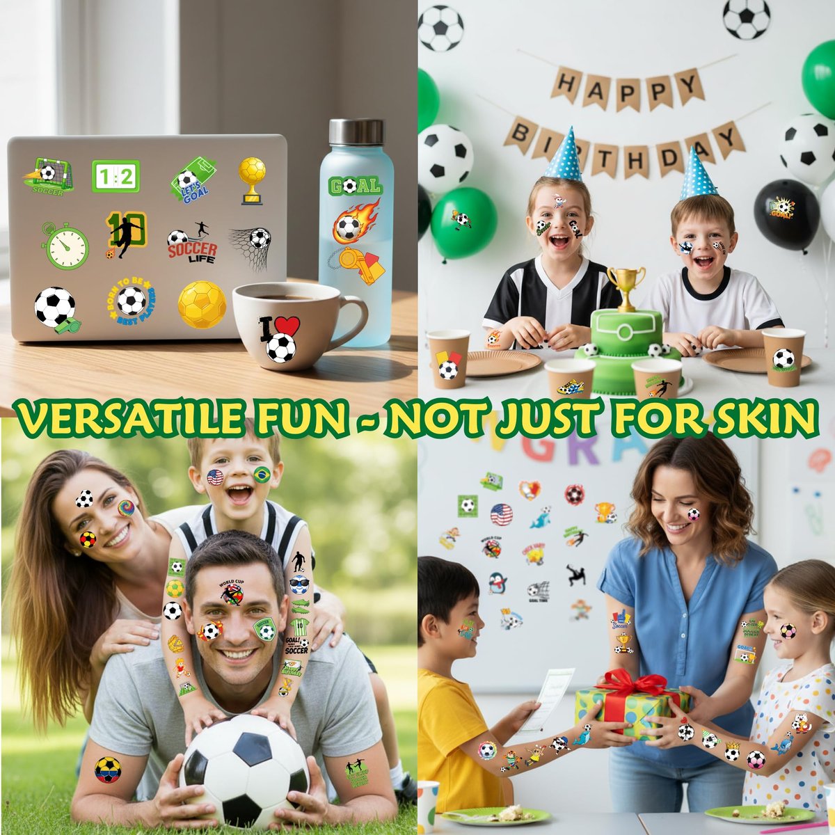 96-Piece Soccer Temporary Tattoos Stickers – Sport Party Favors, Birthday Supplies & Classroom Prizes for Kids & Teens - görsel 15