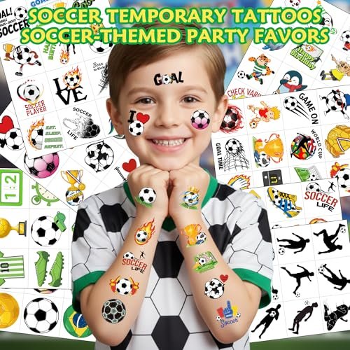 96-Piece Soccer Temporary Tattoos Stickers – Sport Party Favors, Birthday Supplies & Classroom Prizes for Kids & Teens - görsel 4