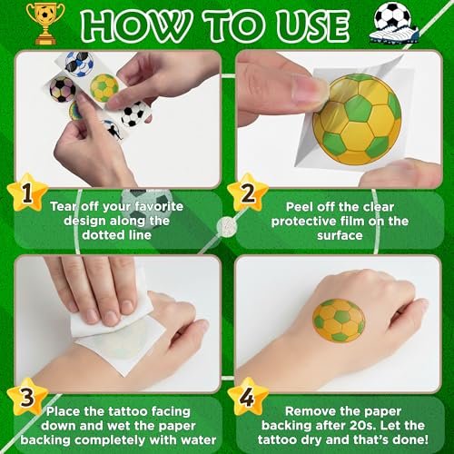 96-Piece Soccer Temporary Tattoos Stickers – Sport Party Favors, Birthday Supplies & Classroom Prizes for Kids & Teens - görsel 18