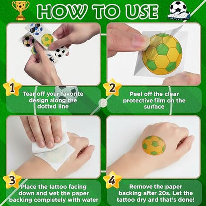 96-Piece Soccer Temporary Tattoos Stickers – Sport Party Favors, Birthday Supplies & Classroom Prizes for Kids & Teens