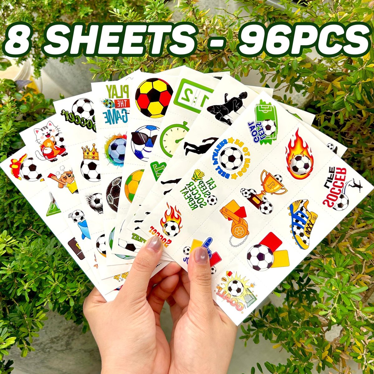 96-Piece Soccer Temporary Tattoos Stickers – Sport Party Favors, Birthday Supplies & Classroom Prizes for Kids & Teens - görsel 9