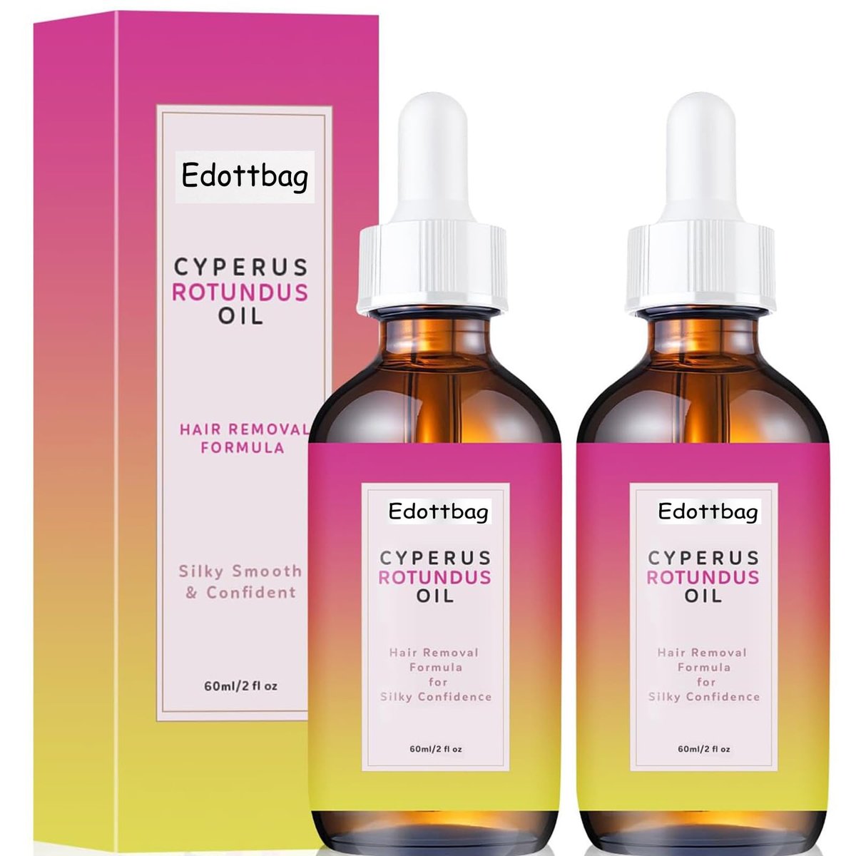 Edottbag 2-Pack Natural Cyperus Rotundus Oil for Hair Removal & Hair Growth Reduction - Pure Plant Extract, 2 fl oz Each, Suitable for All Skin Types - görsel 1