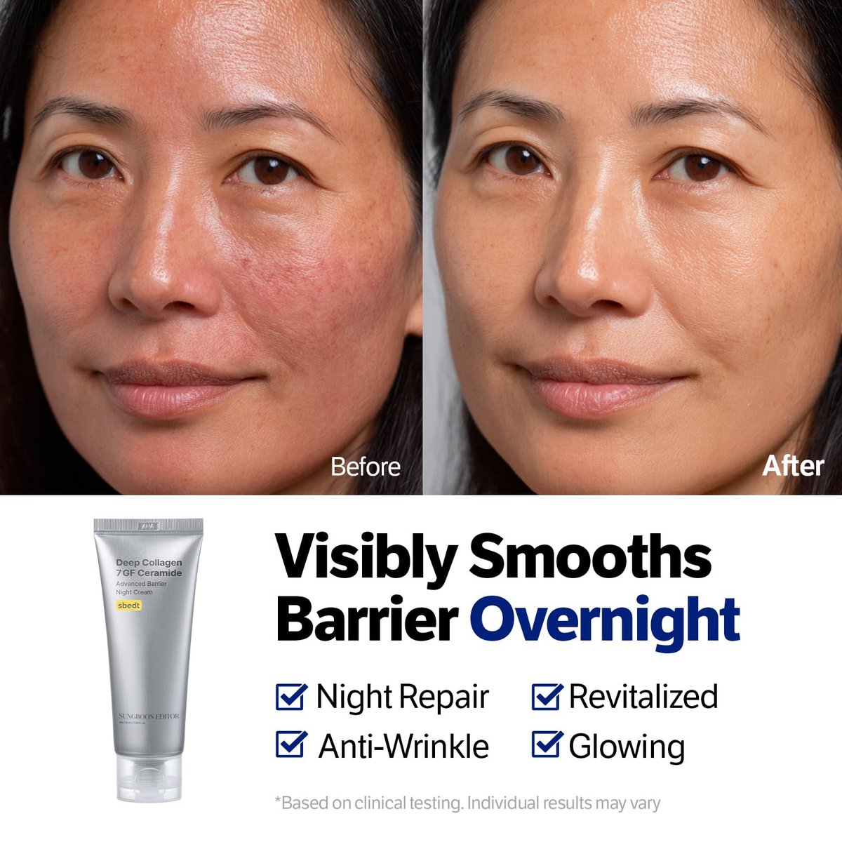 SUNGBOON EDITOR Deep Collagen 7GF Korean Night Cream for Face and Neck | Advanced Skincare Formula with 5 Ceramides & Retinol | Firm-Looking & Barrier-Supporting Nighttime Moisturizer, 1.69 oz Avelisse