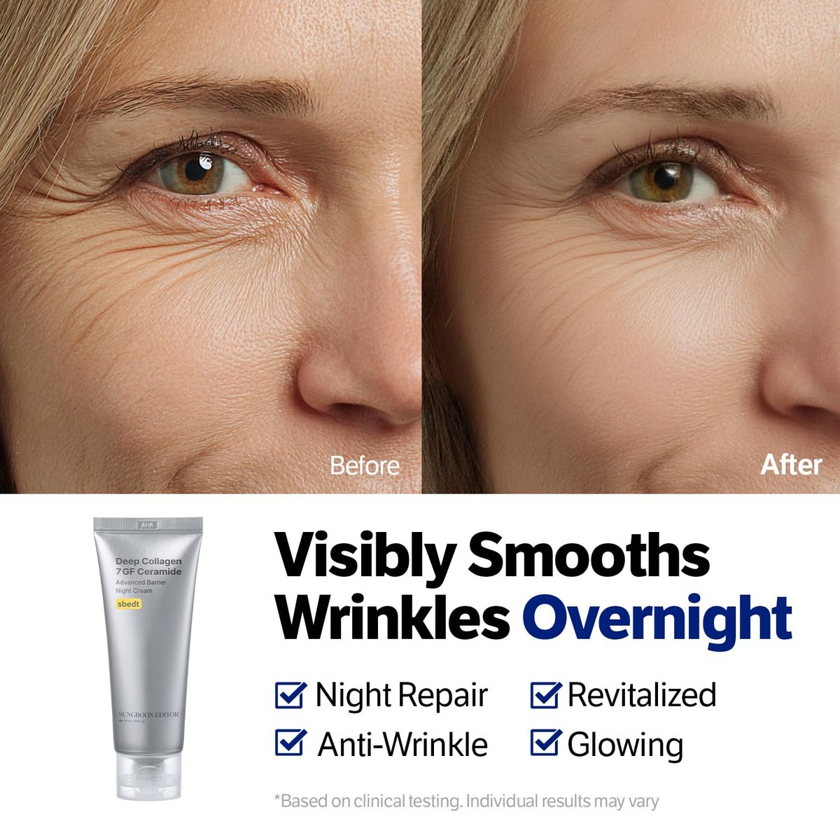 SUNGBOON EDITOR Deep Collagen 7GF Korean Night Cream for Face and Neck | Advanced Skincare Formula with 5 Ceramides & Retinol | Firm-Looking & Barrier-Supporting Nighttime Moisturizer, 1.69 oz Avelisse