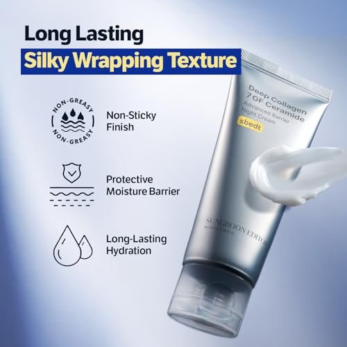 SUNGBOON EDITOR Deep Collagen 7GF Korean Night Cream for Face and Neck | Advanced Skincare Formula with 5 Ceramides & Retinol | Firm-Looking & Barrier-Supporting Nighttime Moisturizer, 1.69 oz Avelisse