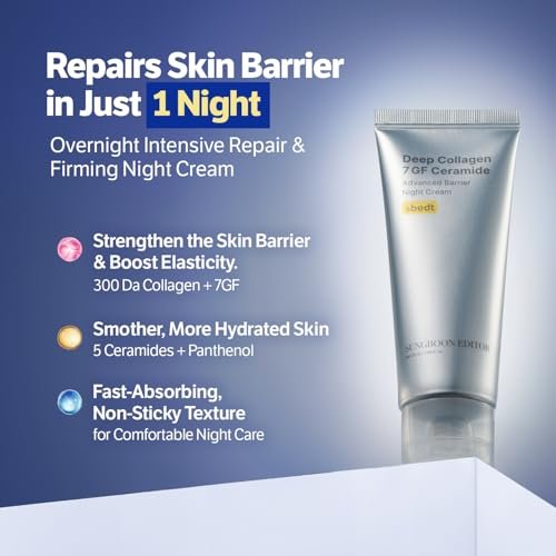 SUNGBOON EDITOR Deep Collagen 7GF Korean Night Cream for Face and Neck | Advanced Skincare Formula with 5 Ceramides & Retinol | Firm-Looking & Barrier-Supporting Nighttime Moisturizer, 1.69 oz Avelisse