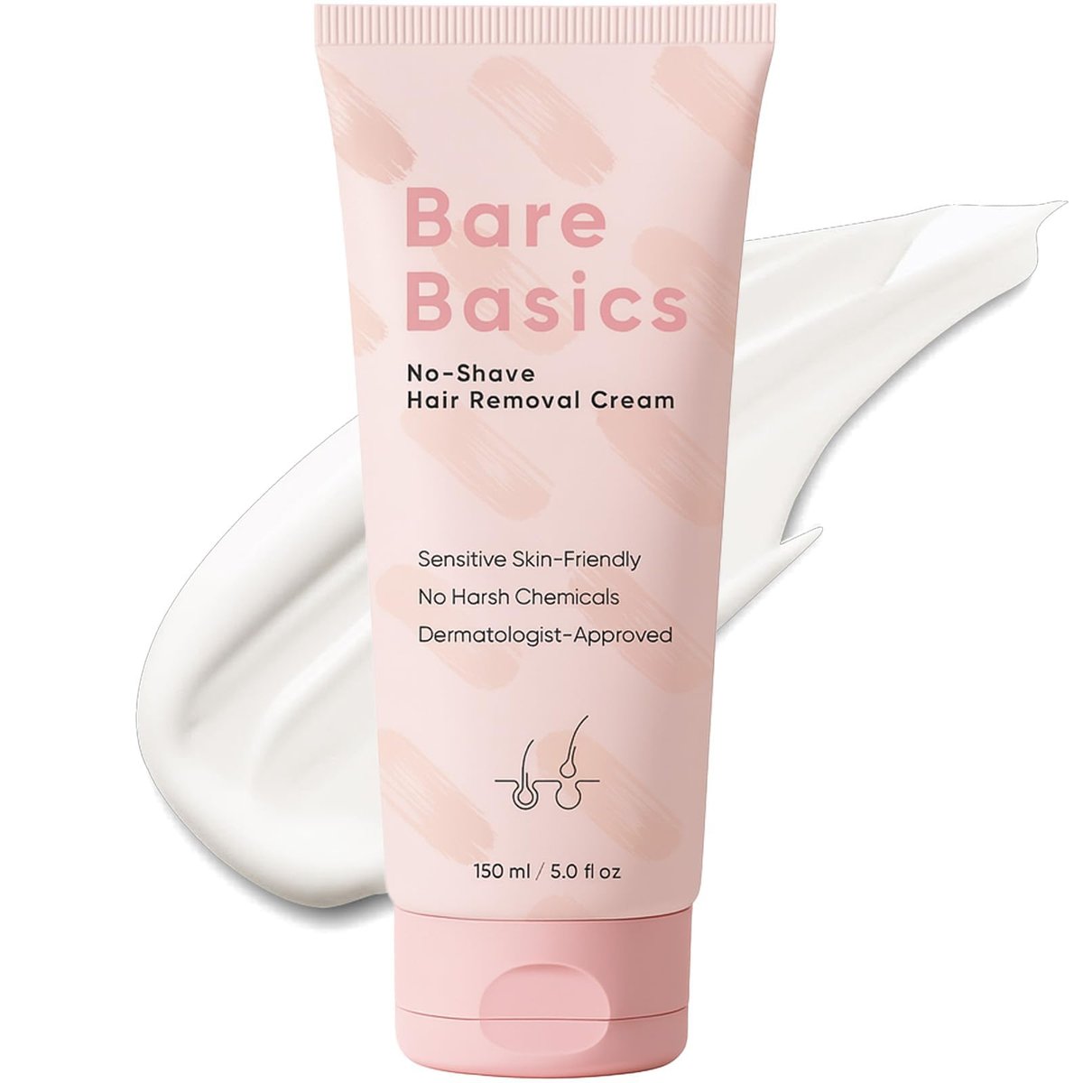 Bare Basic Hair Removal Cream for Women – Gentle No-Shave Depilatory with Vitamin E & B5, Moisturizing Formula, 5.29 Fl Oz Avelisse