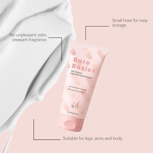 Bare Basic Hair Removal Cream for Women – Gentle No-Shave Depilatory with Vitamin E & B5, Moisturizing Formula, 5.29 Fl Oz Avelisse
