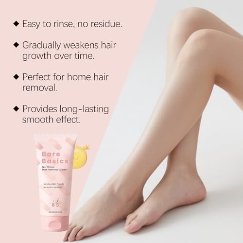 Bare Basic Hair Removal Cream for Women – Gentle No-Shave Depilatory with Vitamin E & B5, Moisturizing Formula, 5.29 Fl Oz Avelisse