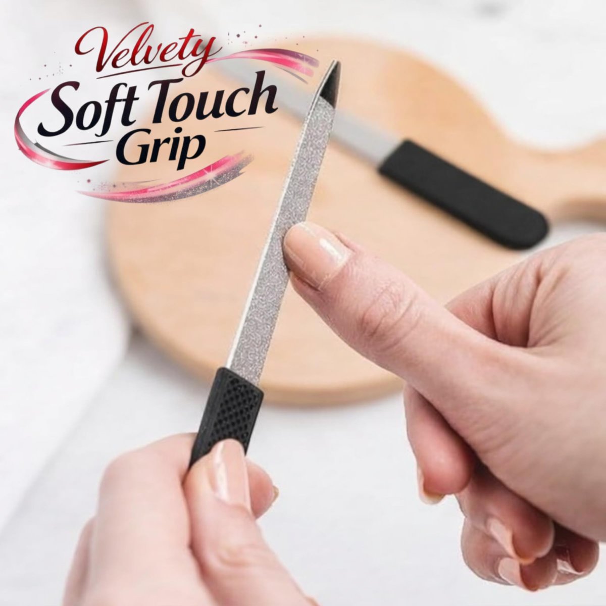 Professional Sapphire Black Nail File – Fine & Coarse, 5" Stainless Steel, Double-Sided Metal File, Ergonomic Non-Slip Handle, for Natural, Gel, Acrylic Nails, Manicure & Pedicure Tool Avelisse