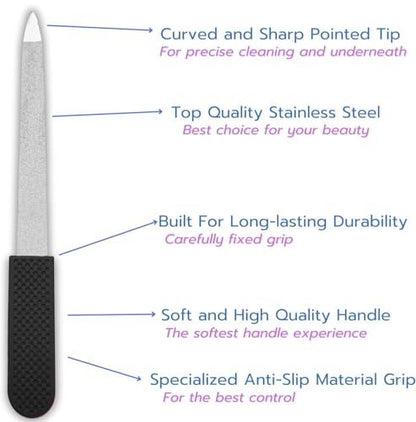 Professional Sapphire Black Nail File – Fine & Coarse, 5" Stainless Steel, Double-Sided Metal File, Ergonomic Non-Slip Handle, for Natural, Gel, Acrylic Nails, Manicure & Pedicure Tool Avelisse