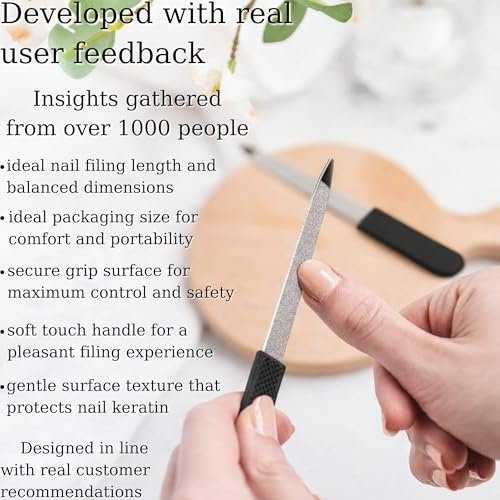 Professional Sapphire Black Nail File – Fine & Coarse, 5" Stainless Steel, Double-Sided Metal File, Ergonomic Non-Slip Handle, for Natural, Gel, Acrylic Nails, Manicure & Pedicure Tool Avelisse