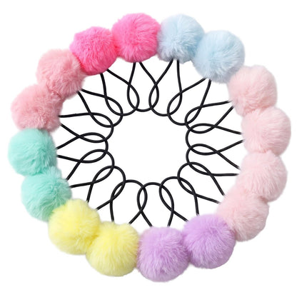 16-Piece Pom Pom Hair Ties – Multicolor Ball Scrunchies for Girls & Women, 2-Inch Elastic Holders