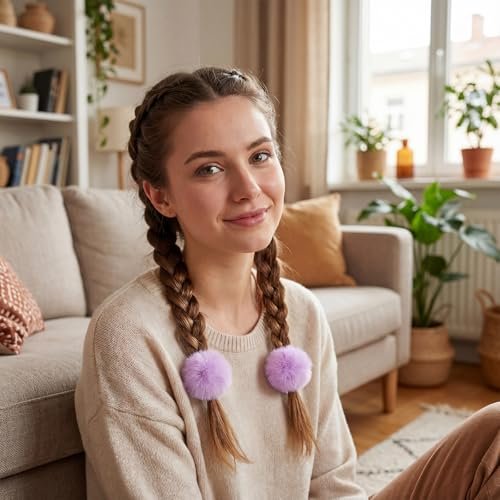 16-Piece Pom Pom Hair Ties – Multicolor Ball Scrunchies for Girls & Women, 2-Inch Elastic Holders - görsel 6