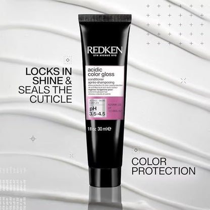 Redken Acidic Color Gloss Shine Mini Kit – Sulfate-Free Shampoo, Conditioner & Heat Protect Leave In Treatment for Hair Shine & Vibrant Color, Travel Size Avelisse