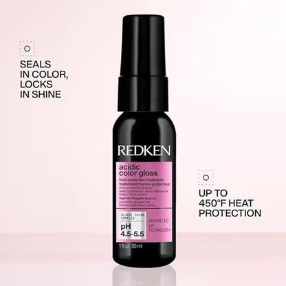 Redken Acidic Color Gloss Shine Mini Kit – Sulfate-Free Shampoo, Conditioner & Heat Protect Leave In Treatment for Hair Shine & Vibrant Color, Travel Size Avelisse