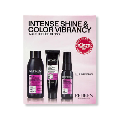 Redken Acidic Color Gloss Shine Mini Kit – Sulfate-Free Shampoo, Conditioner & Heat Protect Leave In Treatment for Hair Shine & Vibrant Color, Travel Size Avelisse
