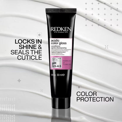 Redken Acidic Color Gloss Shine Mini Kit – Sulfate-Free Shampoo, Conditioner & Heat Protect Leave In Treatment for Hair Shine & Vibrant Color, Travel Size Avelisse
