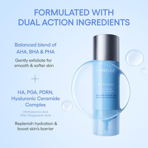 LANEIGE Water Bank Aqua Facial Serum – Hydrating & Exfoliating Serum with AHA, BHA, PHA, Hyaluronic Acid & Ceramide for Smooth, Radiant Skin Avelisse