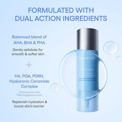 LANEIGE Water Bank Aqua Facial Serum – Hydrating & Exfoliating Serum with AHA, BHA, PHA, Hyaluronic Acid & Ceramide for Smooth, Radiant Skin Avelisse
