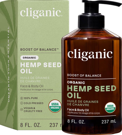 Cliganic Organic Hemp Seed Oil for Skin, Face & Hair - 100% Pure Cold Pressed Natural Unrefined, 8 Fl Oz Avelisse