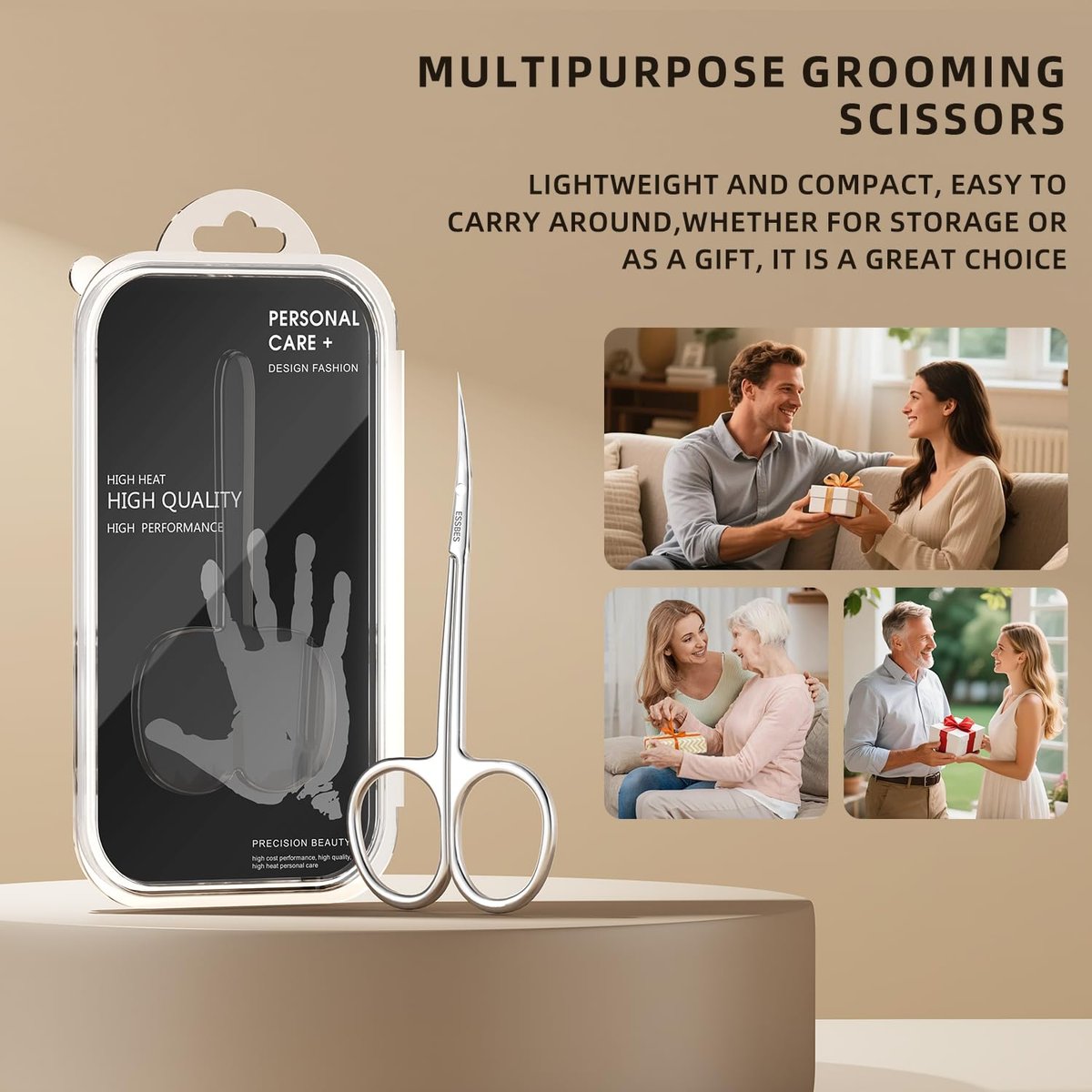 ESSBES Extra Fine Curved Blade Stainless Steel Scissors for Facial Hair, Cuticle, Eyebrow, Mustache & Nose Hair - Precision Grooming for Men & Women - görsel 17