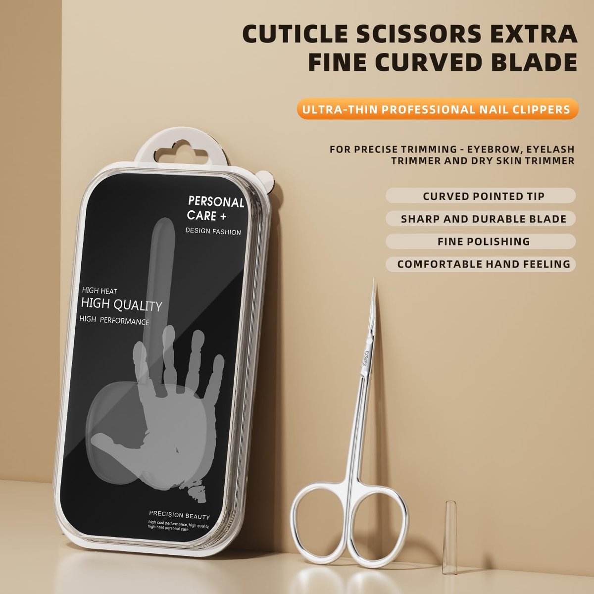 ESSBES Extra Fine Curved Blade Stainless Steel Scissors for Facial Hair, Cuticle, Eyebrow, Mustache & Nose Hair - Precision Grooming for Men & Women - görsel 7