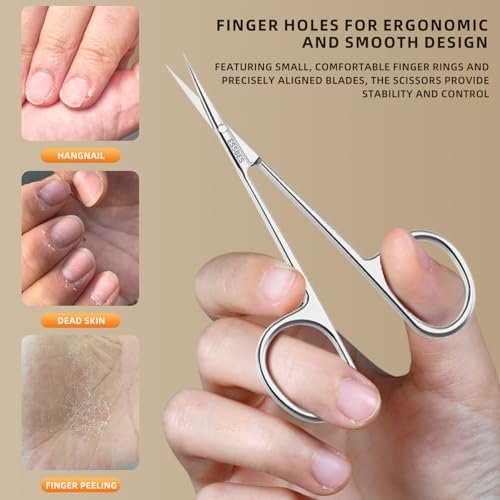 ESSBES Extra Fine Curved Blade Stainless Steel Scissors for Facial Hair, Cuticle, Eyebrow, Mustache & Nose Hair - Precision Grooming for Men & Women - görsel 14