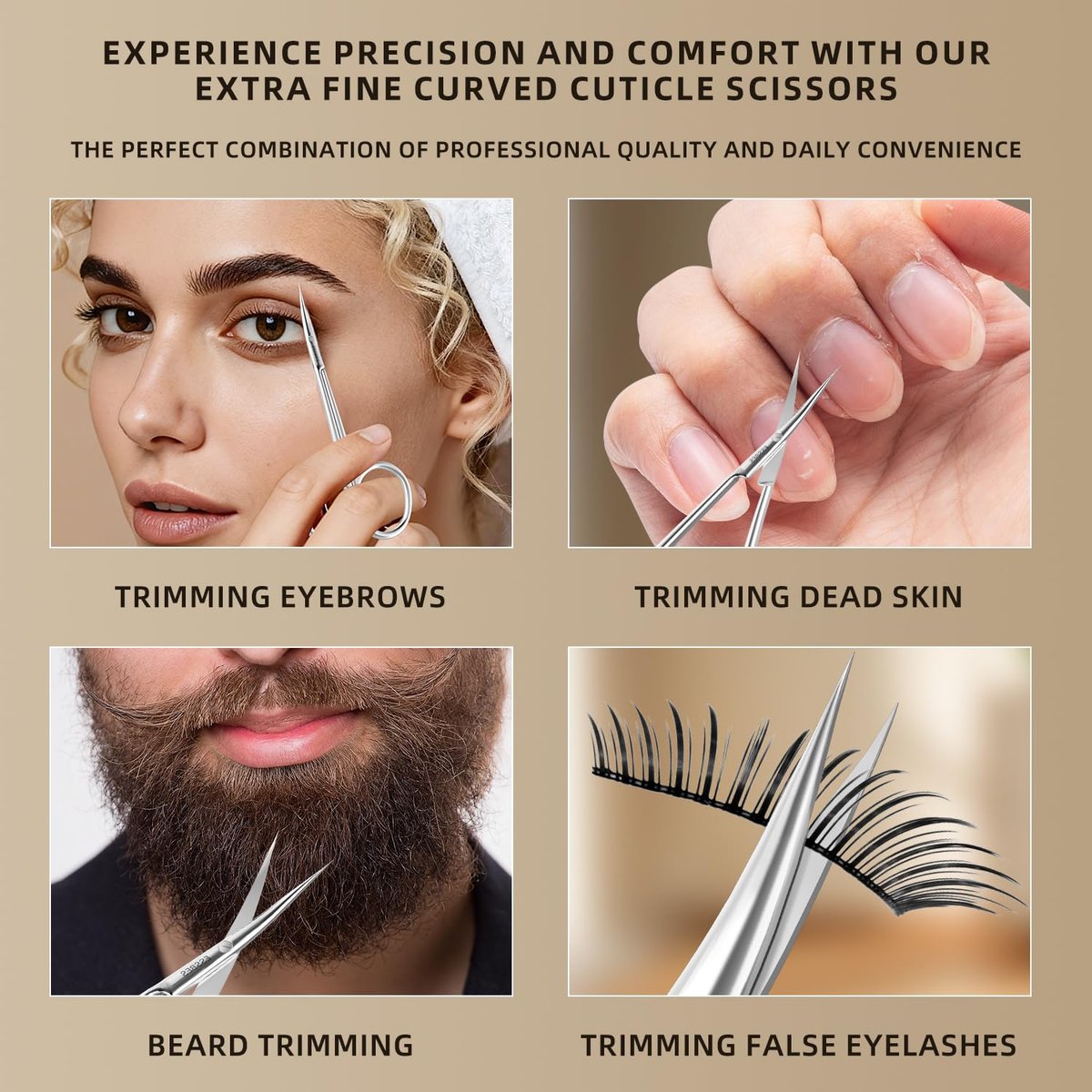 ESSBES Extra Fine Curved Blade Stainless Steel Scissors for Facial Hair, Cuticle, Eyebrow, Mustache & Nose Hair - Precision Grooming for Men & Women - görsel 9