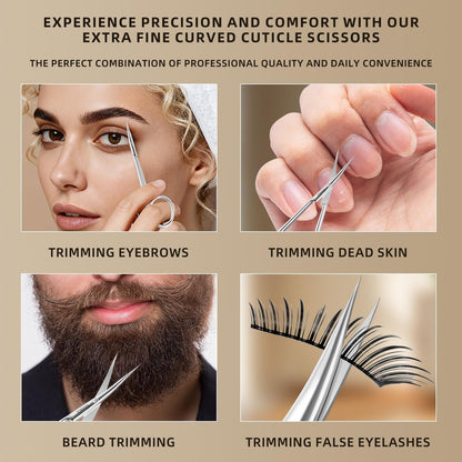 ESSBES Extra Fine Curved Blade Stainless Steel Scissors for Facial Hair, Cuticle, Eyebrow, Mustache & Nose Hair - Precision Grooming for Men & Women