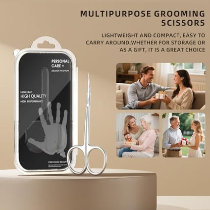 ESSBES Extra Fine Curved Blade Stainless Steel Scissors for Facial Hair, Cuticle, Eyebrow, Mustache & Nose Hair - Precision Grooming for Men & Women