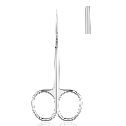 ESSBES Extra Fine Curved Blade Stainless Steel Scissors for Facial Hair, Cuticle, Eyebrow, Mustache & Nose Hair - Precision Grooming for Men & Women