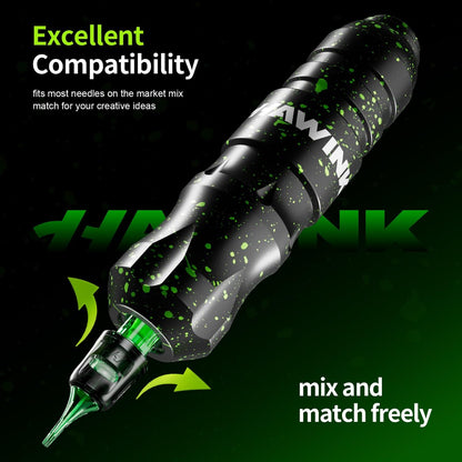 HAWINK Tattoo Gun Kit: Complete Setup with LCD Power Supply, 1600mAh Battery, 7 Inks & Stencil Transfer Gel Avelisse