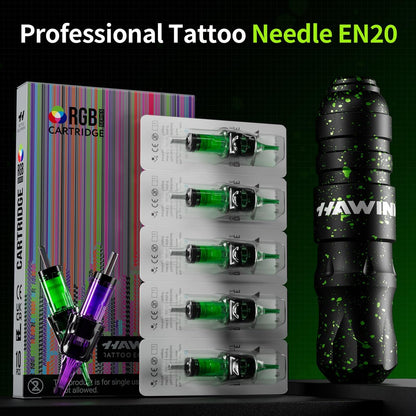 HAWINK Tattoo Gun Kit: Complete Setup with LCD Power Supply, 1600mAh Battery, 7 Inks & Stencil Transfer Gel Avelisse